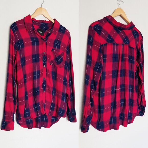 Rails Hunter Plaid Button Down Flannel Shirt M Ruby Navy Check Soft Cozy $178 - Picture 2 of 15